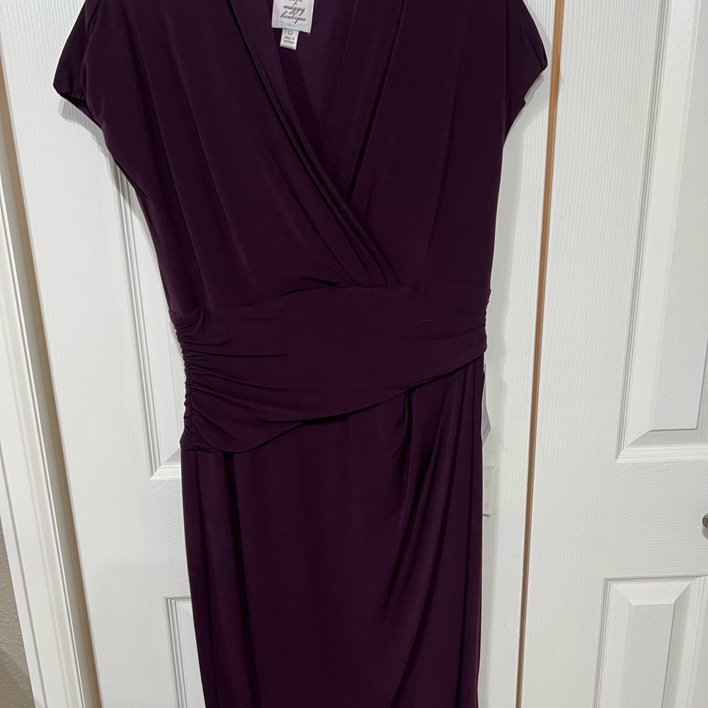 Suzi Chin for Maggy Boutique Dress 12 Purple Dress short sleeve chiffon zip NWT